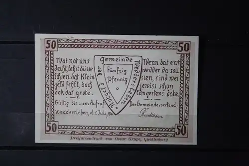 Notgeld, Gutschein, Weddersleben,  50 Pf.