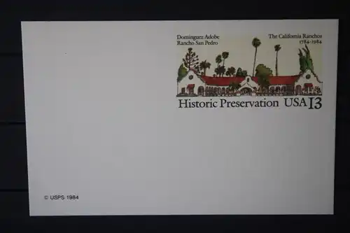 USA Ganzsache Ganzsachenkarte 1983, Historic Preservation, 13 Cent