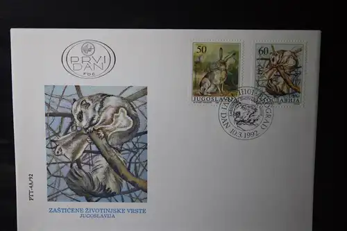 Jugoslawien Tiere 1992; 2 FDC