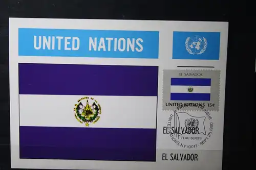 MK Maximumkarte UNO New York Flaggen 1980 El Salvador