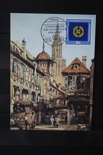 Deutschland, CEPT EUROPA-UNION-Symphatieausgabe: 2. Direktwahl Europaparlament 1984, Maximumkarte