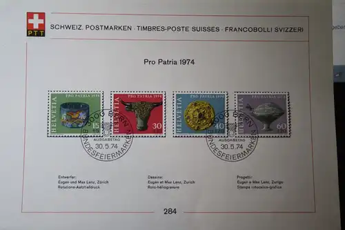 Schweiz, Sammelblatt Pro Patria 1974