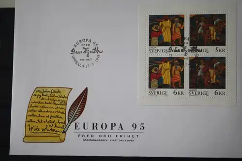 Schweden CEPT EUROPA-UNION 1995 FDC mit Heftchenblatt