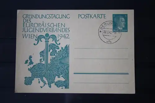 Deutschland; 3. Reich CEPT EUROPA-UNION - Vorläufer 1942 Ganzsache: Europäischer Jugendverband Wien