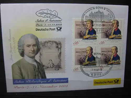 Messebrief, Ausstellungsbrief Deutsche Post: Internationale Briefmarken-Ausstellung  Salon  Philatelique d\'\' Automne Paris 2002
