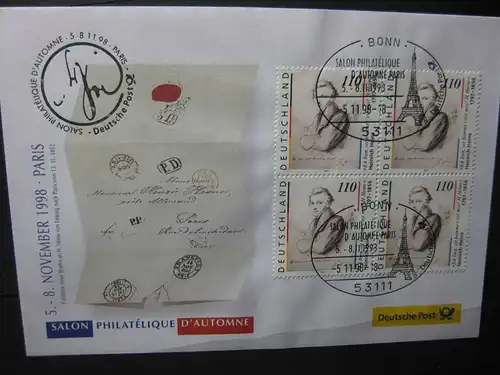 Messebrief, Ausstellungsbrief Deutsche Post: Internationale Briefmarken-Ausstellung  Salon  Philatelique d\'\' Automne Paris 1998