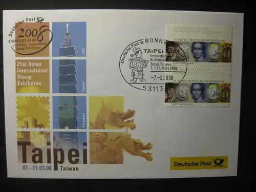 Messebrief, Ausstellungsbrief Deutsche Post: International Stamp Exhibition Taipei 2008, Taiwan