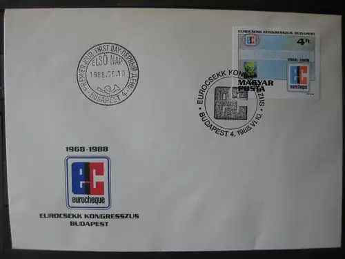 Ungarn, Euroscheck-Konferenz Budapest 1988, FDC, geschnittene Ausgabe