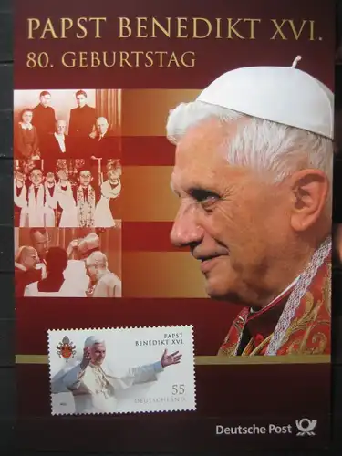 Gedenkblatt  Erinnerungsblatt der Deutsche Post: 80. Geburtstag Papst Benedict XVI.