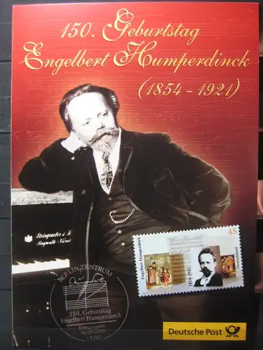 Gedenkblatt  Erinnerungsblatt der Deutsche Post: 150. Geburtstag Engelbert Humperdinck, 2004