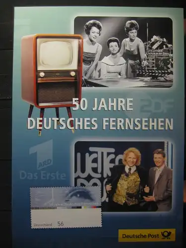 Gedenkblatt  Erinnerungsblatt der Deutsche Post: 50 Jahre Deutsches Fernsehen, 2002