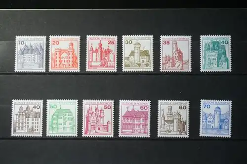 Freimarken, Dauerserie Deutschland: Burgen und Schlösser 1977-1982, 21 Werte, komplette Serie