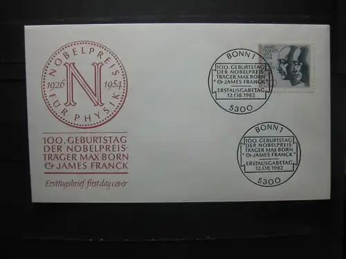 Max Born und James Franck, FDC, Künstler-Ersttagsbrief, 1982