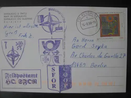 Bundeswehr; Deutschland; Feldpost 1998; Feldpostamt HQ SFOR 