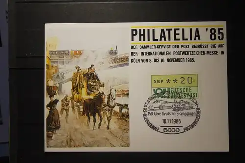 Philatelia 85, Sammlerkarte der Post; SST Deutsche Eisenbahnen
