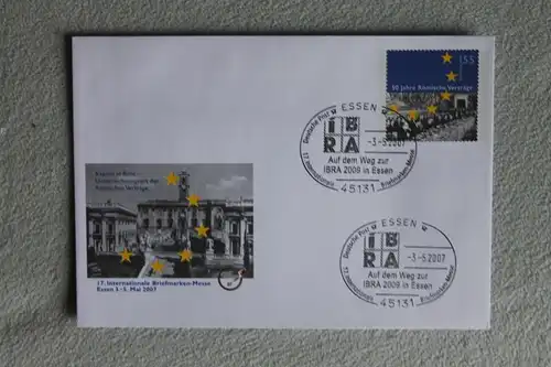 Umschlag mit Sonderwertstempel; USo 134, Internationale Briefmarkenmesse Essen 2007