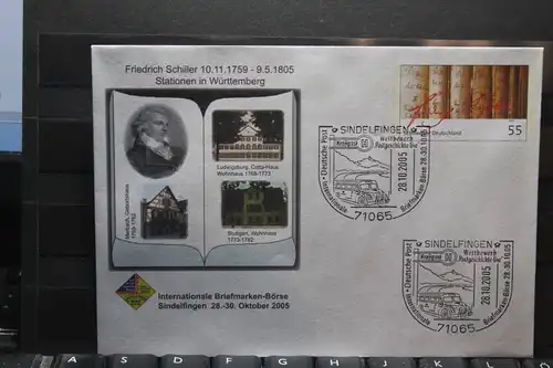 Umschlag mit Sonderwertstempel; USo 106; Intern. Briefmarken-Börse Sindelfingen 2005