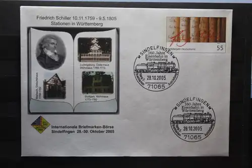 Umschlag mit Sonderwertstempel; USo 106; Intern. Briefmarken-Börse Sindelfingen 2005