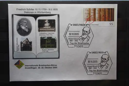 Umschlag mit Sonderwertstempel; USo 106; Intern. Briefmarken-Börse Sindelfingen 2005