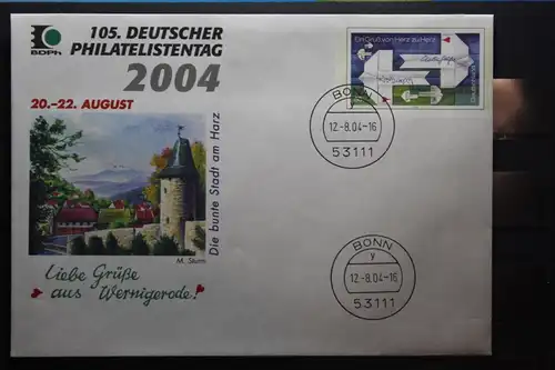 Umschlag mit Sonderwertstempel; USo 77; 105. Dt. Philatelistentag 2004