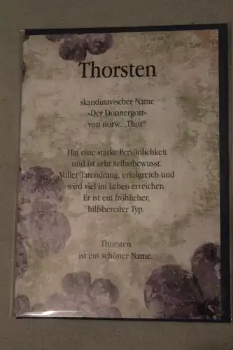 Thorsten, Namenskarte, Geburtstagskarte, Glückwunschkarte, Personalisierte Karte

