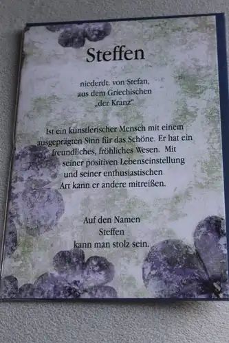 Steffen, Namenskarte Steffen; Geburtstagskarte Steffen, Glückwunschkarte Steffen, Personalisierte Karte

 Steffen