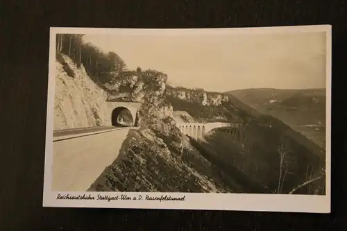 [Echtfotokarte schwarz/weiß] Reichsautobahn Stuttgart-Ulm; Nasenfelsltunnel. 