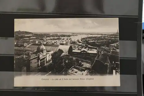 [Echtfotokarte schwarz/weiß] Genova,  La Citta ed il Porto dal Terazzo Peloso (Oregina). 