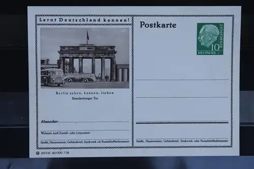 Berlin, Bildpostkarte von 1956; Brandenburger Tor ohne Quadriga