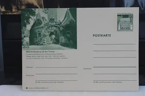 [Ansichtskarte] Rothenburg ob der Tauber, Bildpostkarte der Bundespost 1971. 