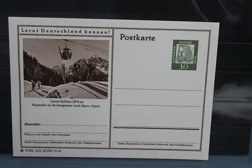 [Ansichtskarte] Berchtesgadner Land; Jenner Seilbahn,  Bildpostkarte der Bundespost 1961. 