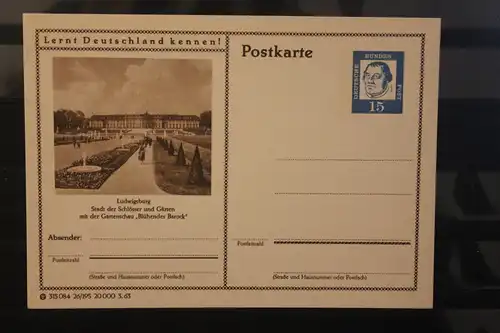 [Werbepostkarte] Bildpostkarte P 81 der Bundespost 1963: Ludwigsburg. 