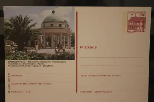 [Werbepostkarte] Bildpostkarte P 138; Teilserie "r" der Bundespost 1987:Bad Pyrmont. 