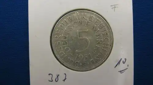 5 DM Silberadler Silbermünze 1951 F