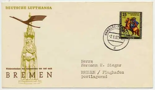 BERLIN 1956 Nr 158 92B LUFTHANSA BRIEF EF 732946