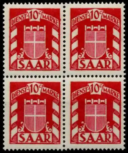 SAAR DIENSTMARKEN Nr 33 postfrisch VIERERBLOCK 7C794A