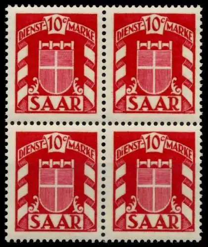 SAAR DIENSTMARKEN Nr 33 postfrisch VIERERBLOCK 7C7982