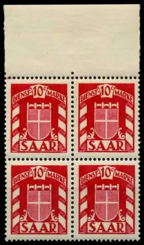 SAAR DIENSTMARKEN Nr 33 postfrisch VIERERBLOCK 7C79A2