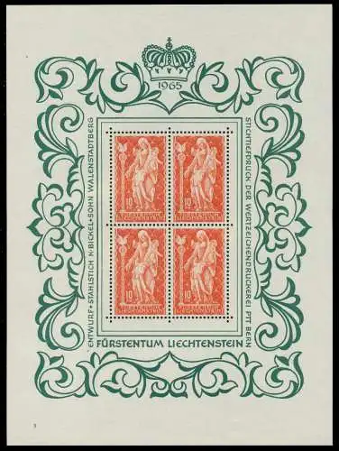 LIECHTENSTEIN BLOCK KLEINBOGEN Nr 449 FN3 postfrisch KL S0DF416