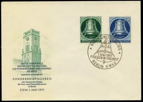 BERLIN 1951 Nr 76+78 BRIEF FDC 6E2CDA