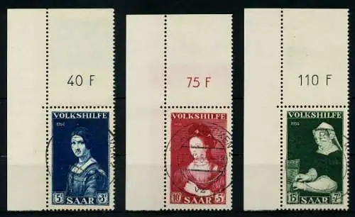 SAARLAND 1956 Nr 376-378 zentrisch gestempelt ECKE-OLI 79C3D6