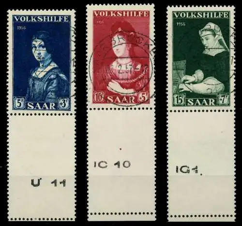 SAARLAND 1956 Nr 376L-378L zentrisch gestempelt URA 79C442