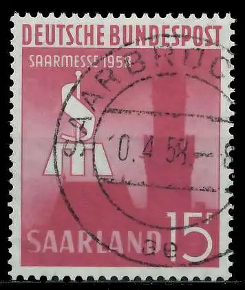 SAAR OPD 1958 Nr 435 zentrisch gestempelt 79C6EA