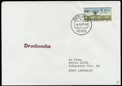 BERLIN ATM 1-050 DRUCKSACHE EF FDC 7E4632