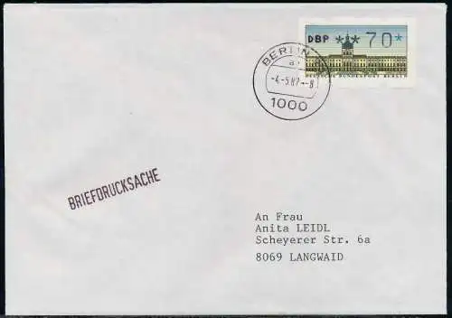 BERLIN ATM 1-070 BRIEFDRUCKSACHE EF FDC 7E46C2