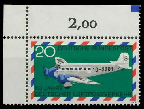 BRD 1969 Nr 576 postfrisch ECKE-OLI 7F10BE