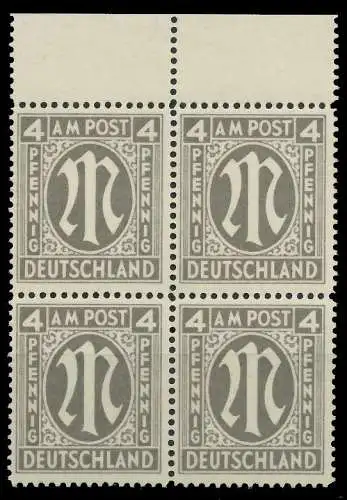 BIZONE AM-POST Nr 11-Cy postfrisch VIERERBLOCK ORA 81E452