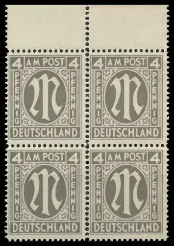 BIZONE AM-POST Nr 11-Cy postfrisch VIERERBLOCK ORA 81E466