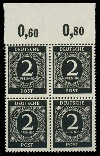 KONTROLLRAT ZIFFERN Nr 912a P OR ndgz postfrisch VIERER 82079A