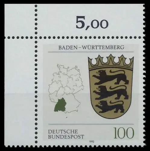 BRD 1992 Nr 1586 postfrisch ECKE-OLI 85EEFE